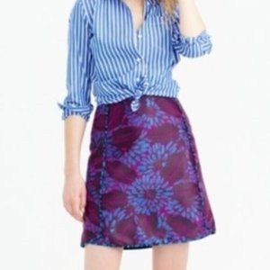 J. Crew Brocade Floral Mini Skirt in Blue, Pink & Purple. Size 8.